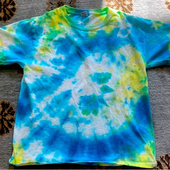 Blue Green Dye T Shirt cotton top boy girl new 12 M - Picture 2 of 2